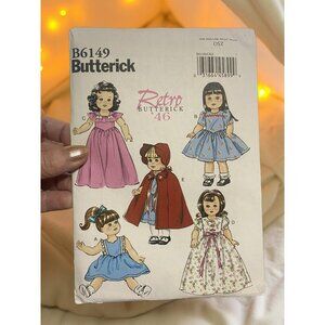Unused Butterick B6149 Retro 46 Doll Clothes Sewing Pattern For 18" Dolls New